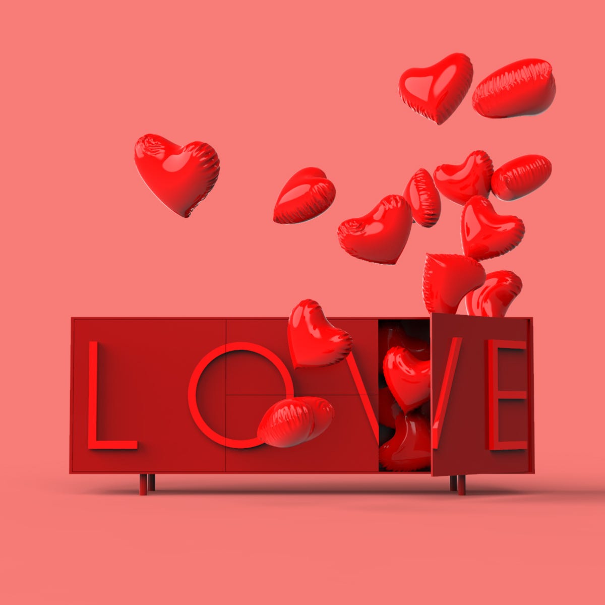 Driade Love Container in red color design by Fabio Novembre